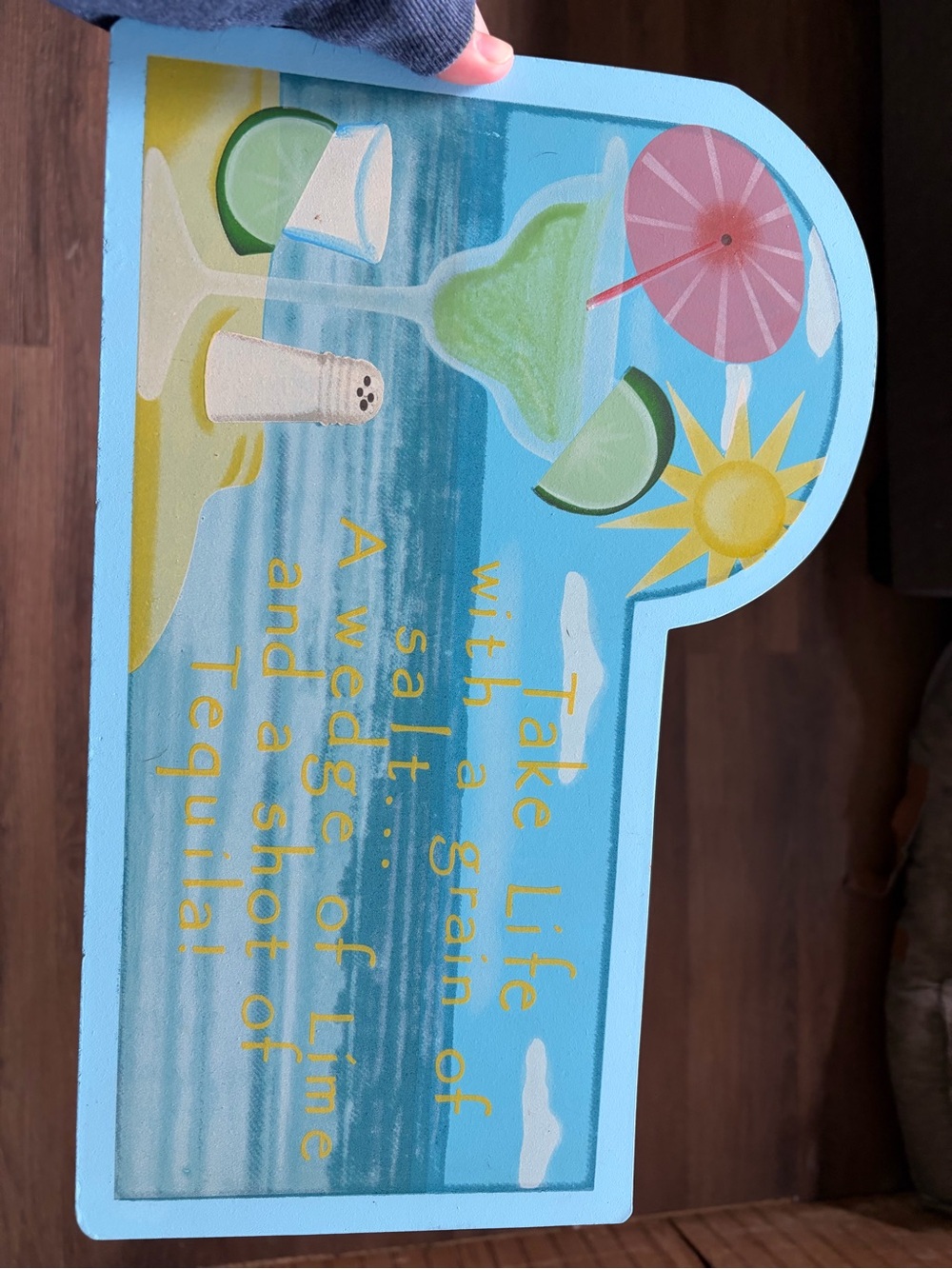 Coastal Margarita Wall Sign - Blue and Yellow Home Wall Decor